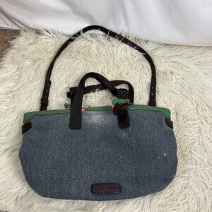 Liebeskind Palmero Blue Green Canvas Snake Print Shoulder Crossbody